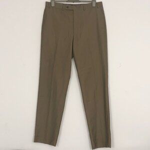 Ralph Lauren Dress Pants Mens 36Wx34L Olive Green Flat Front Polyester Blend